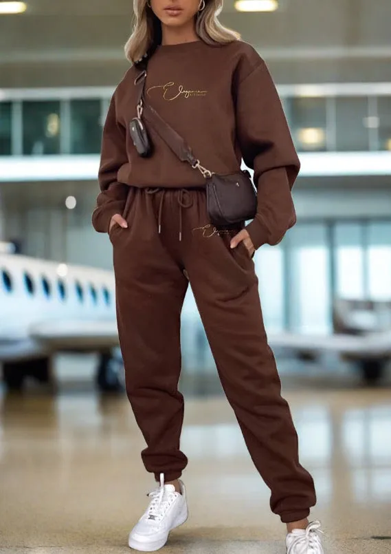 AIRPORT-CHIC - Brown 3-Piece Jogger Set | Travel in Style & Comfort