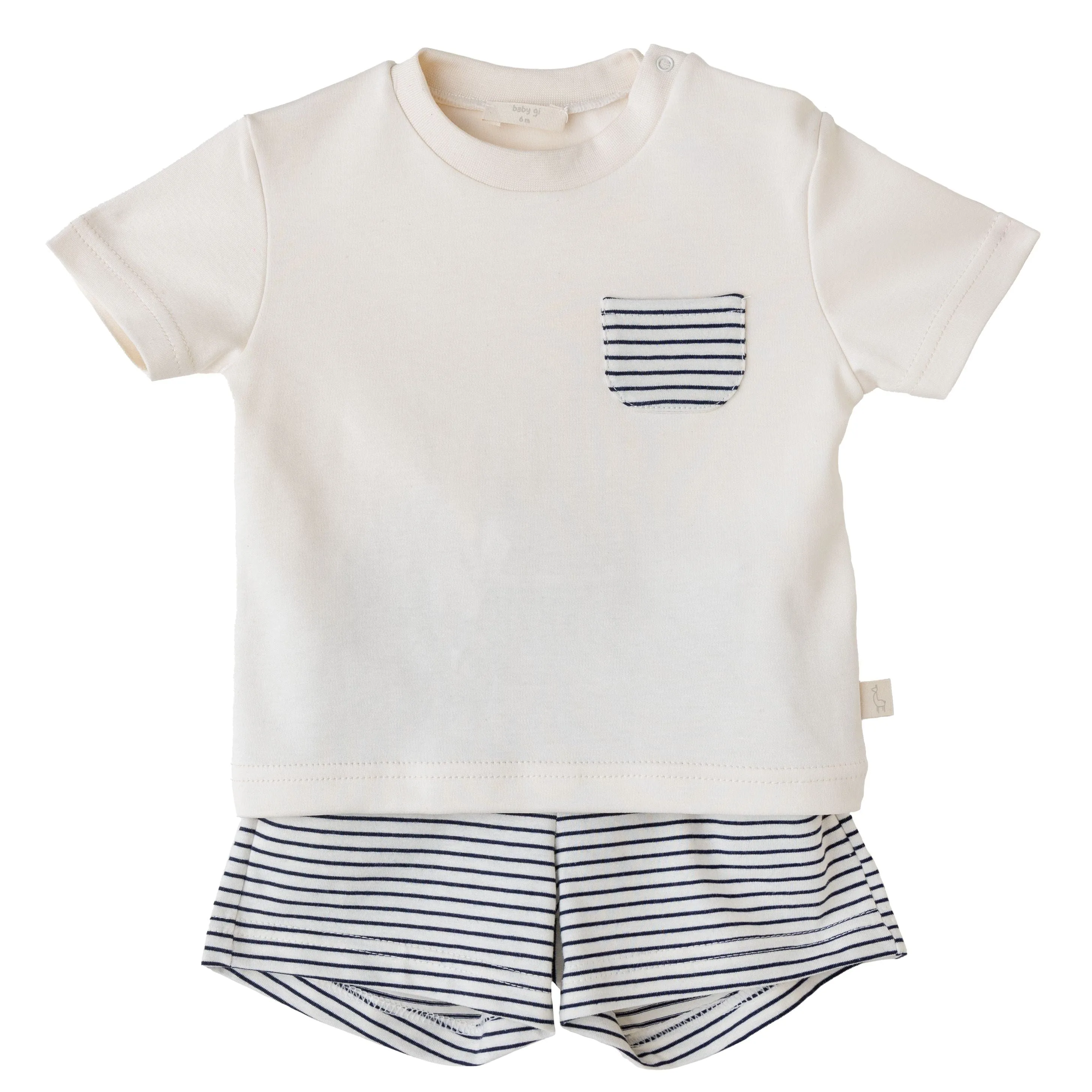 Baby Gi Boys Ivory & Navy Blue Shorts and Top