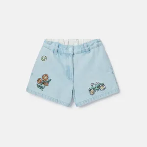 GIRL DENIM SHORTS WITH FAIRYLAND EMBRO