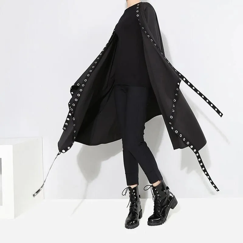 HARAJUKU BLACK METAL CIRCLE IRREGULAR CARDIGAN UB2473