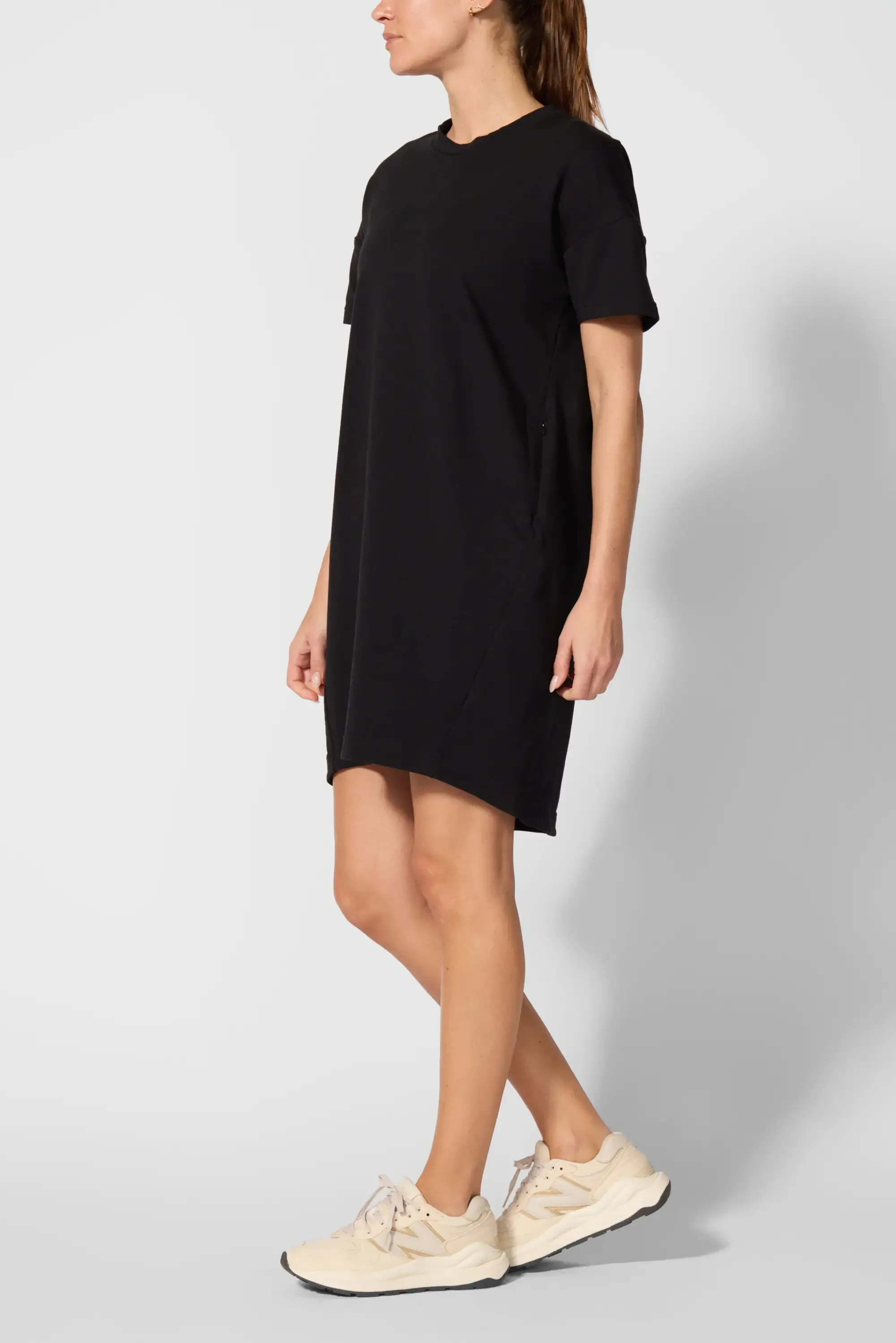 Luxe Terry T-Shirt Dress - Black