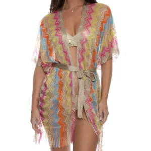 MIAMI ERA - Open Front Tie Short Poncho