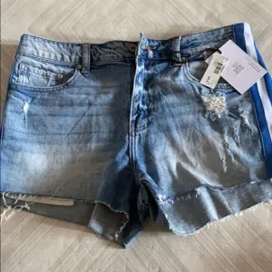 Pistola Denim Blue &amp; White Side Stripe Shorts