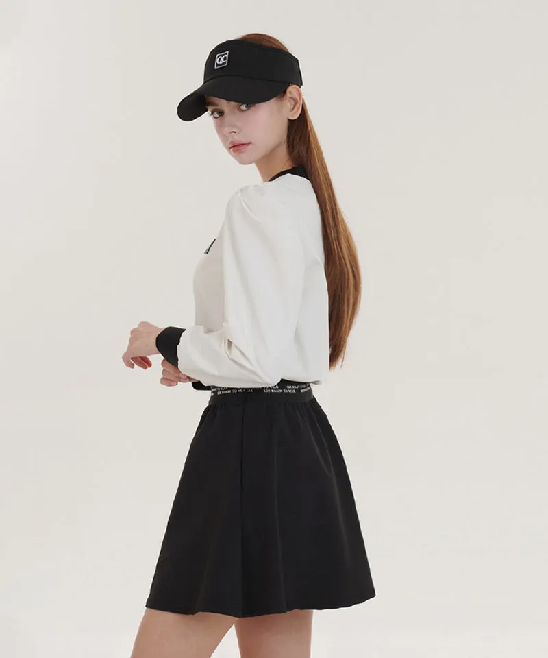 Q.C PLAY: Lettering Banding Flared Hoops Skirt - Black