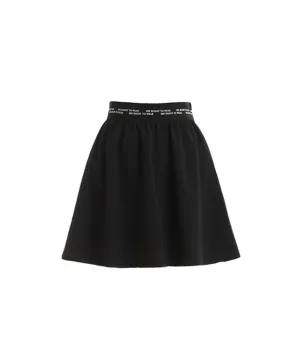 Q.C PLAY: Lettering Banding Flared Hoops Skirt - Black