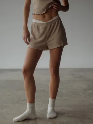 RUCHE PIJAMA MINI SHORT  - STONE