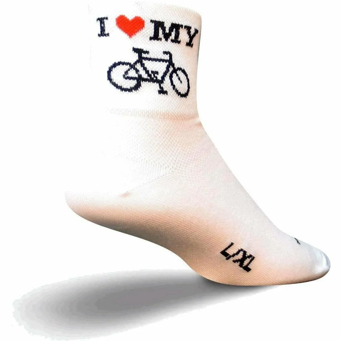 SockGuy Heart My Bike Classic 3 Inch Crew Socks
